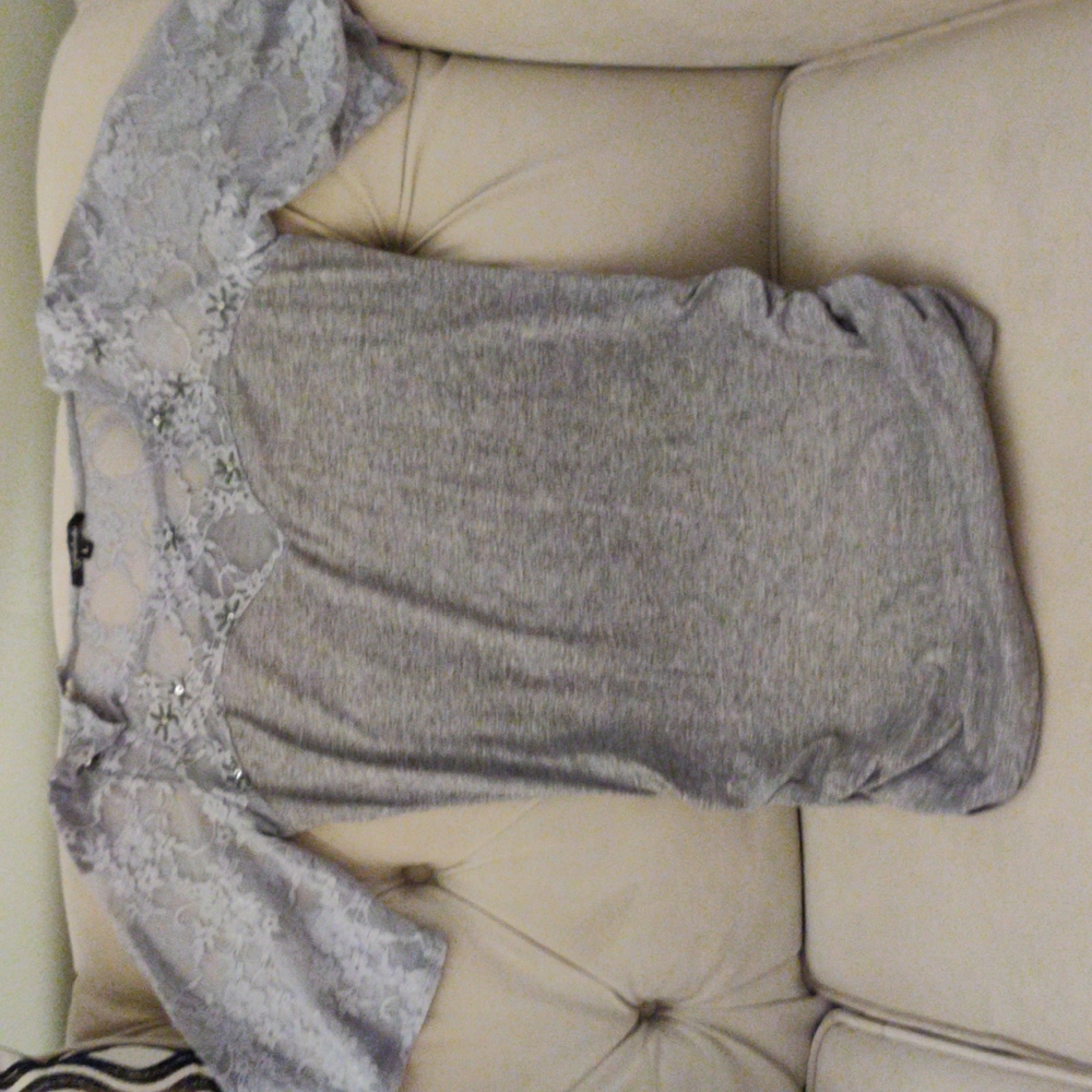 Gray Mini Dress with Gray Lace & Beading, Subeko, Juniors, Brand New without Tag